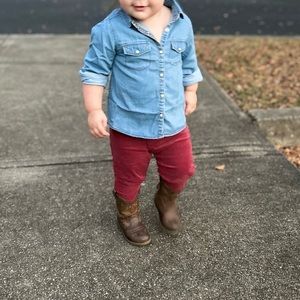 Zara BabyGirl chambray top and Zara velvet pants  outfit 2-3 y GUC